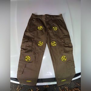 Brown Cargo Pants with Rhinestone Faces